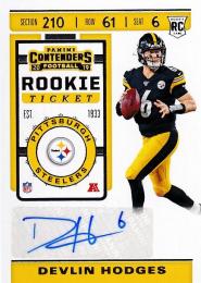 2019 PANINI Contenders #299 Autograph RC Devlin Hodges Pittsburgh Steelers