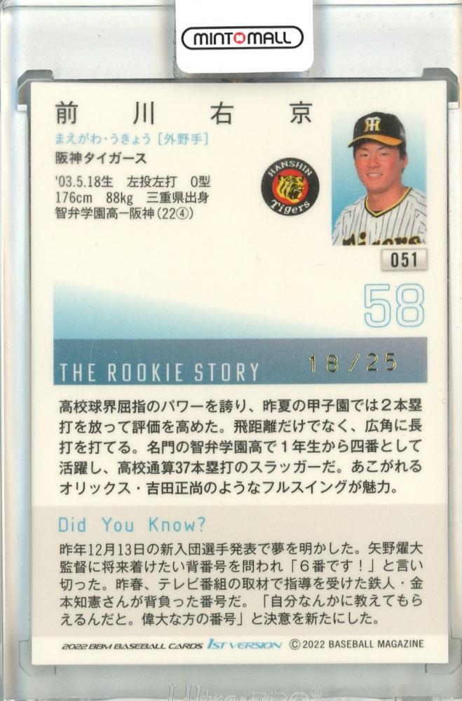 ミントモール / MINT 池袋店 / 2022 BBM 1stバージョン 前川右京 赤箔