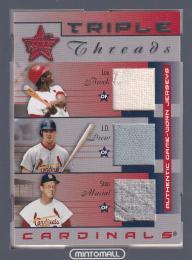  2002 Leaf Rookie&Stars St. Louis Cardinals Lou Brock/ J.D.Drew/ Stan Musial Triple Threads 007/100