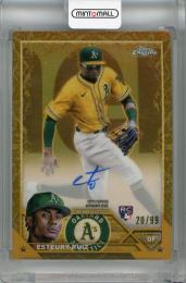 2023 Topps Gilded Collection Oakland Athletics Esteury Ruiz Topps Chrome Gold Etch Autographs #CGA-ERZ RC(ROOKIE YEAR!) 20/99