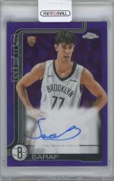 2025-26 TOPPS Chrome Rookie Autographs Purple Refractors / BEN SARAF(Brooklyn Nets) 【38/75】