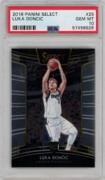 2018-19 Panini Select  Luka Doncic Base RC #25 (PSA 10 GEM MT)
