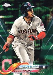 2018 Topps Chrome Cleveland Indians Francisco Lindor Base Green Wave Refractorsパラレル版 76/99