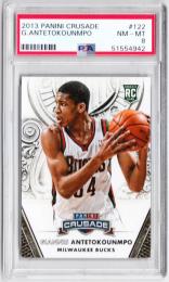 2013-14 PANINI Crusade Giannis Antetokounmpo Base Rookie #122 PSA8 NEAR MINT