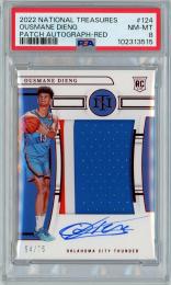 2022-23 PANINI National Treasures Ousmane Dieng Rookie Patch Autograph Red #124 75枚限定【54/75】【PSA8】《Near MINT-MINT》Oklahoma City Thunder