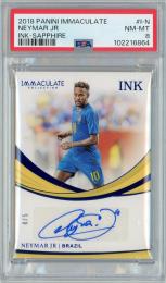 2018-19 PANINI Immaculate Collection Soccer Neymar Jr Ink Sapphire #I-N 5枚限定【4/5】【PSA8】《Near MINT-MINT》