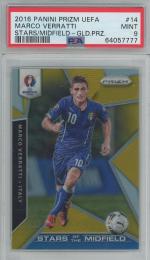 2016 Panini Prizm UEFA Euro '16 Marco Verratti Stars of the Midfield Prizms Gold #14【02/10】【PSA9】 Italy