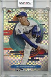 2025 Topps Finest Yoshinobu Yamamoto  Uncommon Checkerboard Refractor #195 ※裏面角折れあり Los Angeles Dodgers