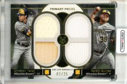 2024 Topps Museum Collection Christian Yelich / Corbin Burnes #DPQR-YEB Primary Pieces Dual Player Quad Relics【01/25】《ファーストナンバー!》 Brewers