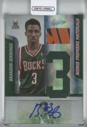 2009-10 Panini Absolute Brandon Jennings Memorabilia Rookie Materials Jumbo Jersey Numbers Basketball Signatures #142【14/25】 Milwaukee Bucks
