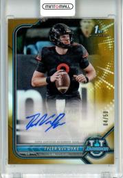 2021-22 Topps Bowman University Football  Tyler Van Dyke 1st Bowman Chrome Autograph Gold Refractor 04/50