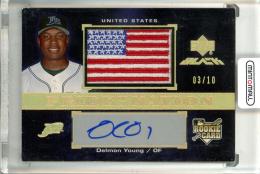 2007 Upper Deck Black  Delmon Young #54 RC Pride Of A Nation Autograph 03/10 ※ダメージ有り