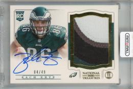 2013 Panini National Treasures Zach Ertz Rookie Signature Materials Gold #240 RC Auto【04/49】 Philadelphia Eagles