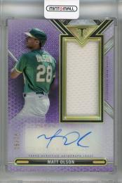 2021 Topps Triple Threads Matt Olson Single Jumbo Relics Autograph Amethyst #ASJR-MO 【25/75】 Oakland Athletics