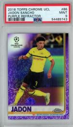 2018-19 Topps Chrome UEFA Champions League Soccer Jadon Sancho Purple Refractors/#86【019/250】【PSA9】 Borussia Dortmund
