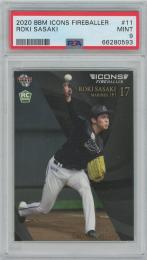 2020 BBM ICONS -FIREBALLER- #11 / 佐々木朗希(千葉ロッテマリーンズ) ルーキーカード [PSA9/MINT]