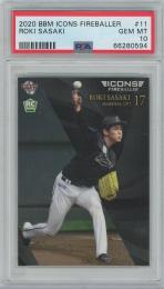 2020 BBM ICONS -FIREBALLER- #11 / 佐々木朗希(千葉ロッテマリーンズ) ルーキーカード [PSA10/GEM MINT]