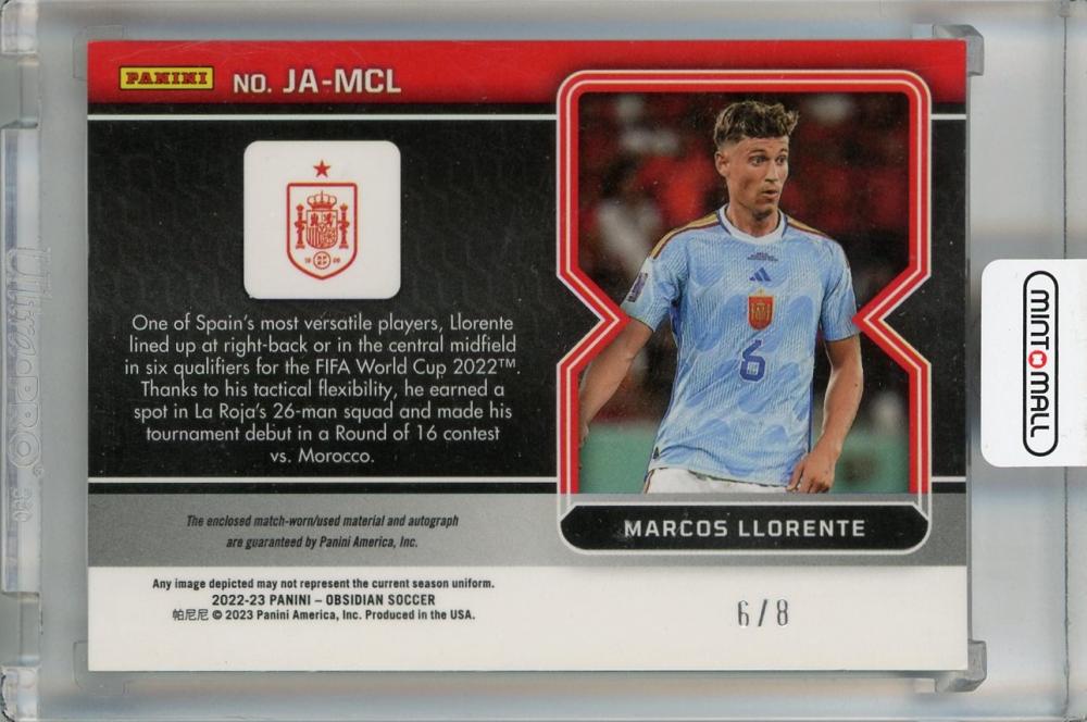 ミントモール / MINT 浦和店 / 2022-23 Panini Obsidian Marcos Llorente Jersey  Autographs Red Flood #2 (ジャージナンバー!)【6/8】 Spain