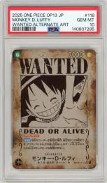 【JPN】【Wanted Alternate Art】《モンキー・D・ルフィ/Monkey D. Luffy》[OP13-118](SEC)【PSA10】Gem-MINT
