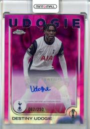 2024-25 Topps Chrome UEFA Club Competitions Destiny Udogie Autographs Pink Lava Refractors #CADU【062/250】 Tottenham Hotspur