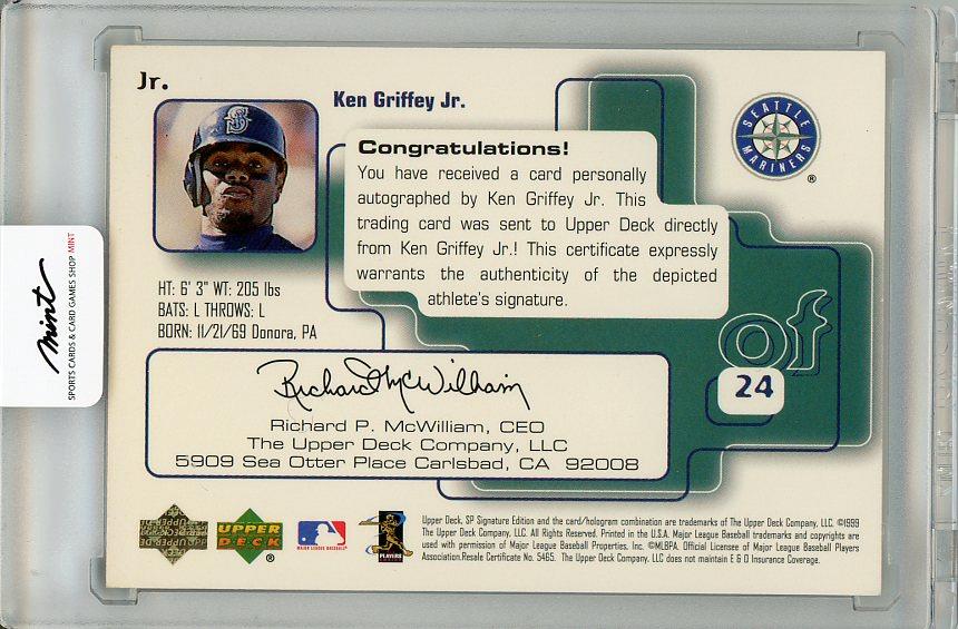 ミントモール / MINT 梅田店 / 【裏面上部ダメージあり】1999 UPPER DECK SP Signature Edition Ken  Griffey Jr. Autograph