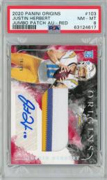 2020 PANINI Origins Justin Herbert Rookie Jumbo Patch Autograph Red #103 99枚限定【20/99】【PSA8】《Near MINT-MINT》 Los Angeles Chargers
