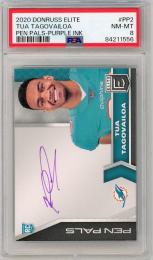 2020 PANINI Donruss Elite Football Tua Tagovailoa Pen Pals Purple Ink #PP2【PSA8】《Near MINT-MINT》Miami Dolphins