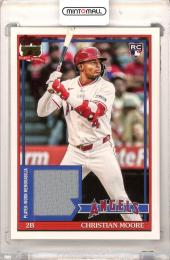 2026 Topps Series 1 Baseball Christian Moore #91R-CM 1991 Topps Baseball Relic Card Angels
