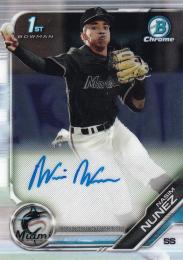 2019 Bowman Draft Miami Marlins Nasim Nunez Chrome Draft Pick Autographs