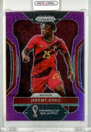 2022 Panini Prizm FIFA World Cup Qatar Soccer  Jeremy Doku Purple Mojo Prizms #18 24/49