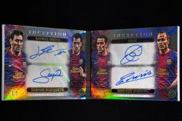 2022-23 Topps Inception UEFA Club Competitions Soccer #QA-FCB Andres Iniesta / Lionel Messi / Sergio Busquets / Xavi Quad Autographs Book【5/5】