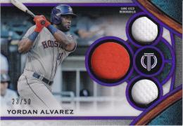 2021 Topps Tribute Houston Astros Yordan Alvarez Tribute Triple Relics Purple (パラレル版) 23/50