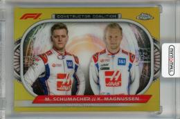 2022 Topps Chrome Formula 1 Racing Mick Schumacher/Kevin Magnussen Constructors Coalition Gold #CC-HAAS【26/50】 Haas