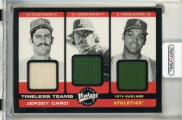 2002 Upper Deck Vintage Rollie Fingers / Catfish Hunter / Reggie Jackson Timeless Teams Game Jersey Combos #OAK