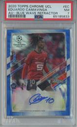 2020-21 Topps Chrome UEFA Champions League Soccer Eduardo Camavinga Chrome Autographs/Blue Wave/RC【17/75】【PSA7】 Stade Rennais F.C.