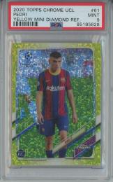 2020 Topps Chrome UCL Pedri Yellow mini diamondo refractor/RC/#61【32/299】【PSA9】 FC Barcelona