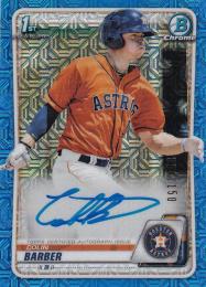 2020 Topps Bowman HTA Houston Astros Colin Barber Chrome Prospect Autographs HTA Choice Refractors 064/150