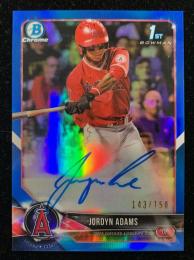 2018 Topps Bowman Draft Los Angeles Angels Jordyn Adams Chrome Draft Autographs Blue Refractors (パラレル版) 143/150