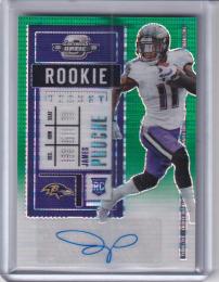 2020 Panini Contenders Optic Baltimore Ravens James Proche  Rookie Ticket Autographs Green Pulsar(パラレル版) 19/27