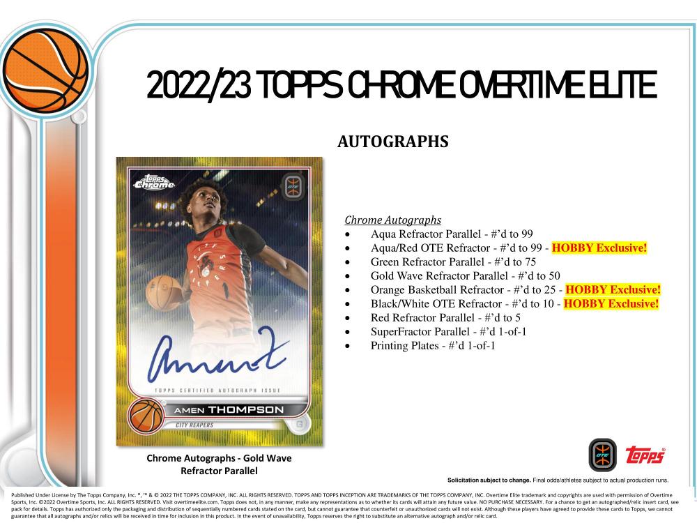 ミントモール / MINT-WEB店 (ボックス通販) / NBA 2022-23 TOPPS CHROME OVERTIME ELITE  BASKETBALL HOBBY