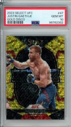2023 Panini Select UFC Justin Gaethje Disco Gold #47【2/10】【PSA10】