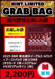 【国内野球お楽しみ袋】2025 BBM 東北楽天ゴールデンイーグルス 4パック + ブーストパック1個 (2枚入)