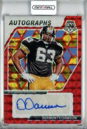 2024 Panini Mosaic Dermontti Dawson Autographs Mosaic Choice Fusion Red and Yellow #36 Pittsburgh Steelers