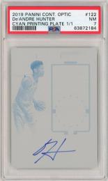 2019-20 PANINI Contenders Optic De'Andre Hunter Rookie Ticket Printing Plates Cyan #122 1枚限定【1/1】【PSA7】《Near MINT》Atlanta Hawks