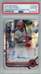 2022 Bowman Chrome Elly De La Cruz Prospect Autographs Atomic Refractors【039/100】【PSA 10】《Gem-MINT》 Cincinnati Reds