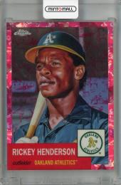 2022 Topps Chrome Platinum Anniversary Rickey Henderson Platinum Toile Cream/Fuchsia Atomic #433【053/100】 Oakland Athletics