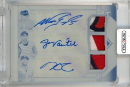 2021 TOPPS Triple Threads Nomar Garciaparra/Jason Varitek/Dustin Pedroia Autograph Relic Combos Printing Plates Cyan #ARCGVD【1/1】 Boston Red Sox