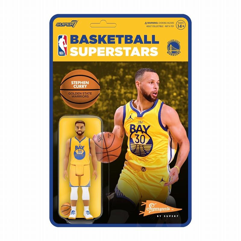 ミントモール MINT-WEB店 (ボックス通販) NBA SUPER7 リアクションシリーズ WAVE3 ステフィン・カリー(ウォリアーズ)  イエローユニフォーム Ver.