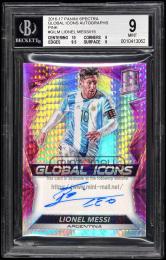 2016-17 Panini Spectra #GILM Lionel Messi Global Icons Autographs Pink【10/15】【BGS MINT 9/AU10】