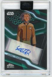 2022 TOPPS Star Wars Chrome Black Topps Chrome Black Autographs "A Design" Green Parallels Scott Lawrence as Jarek Yeager 1/99  First Number Card